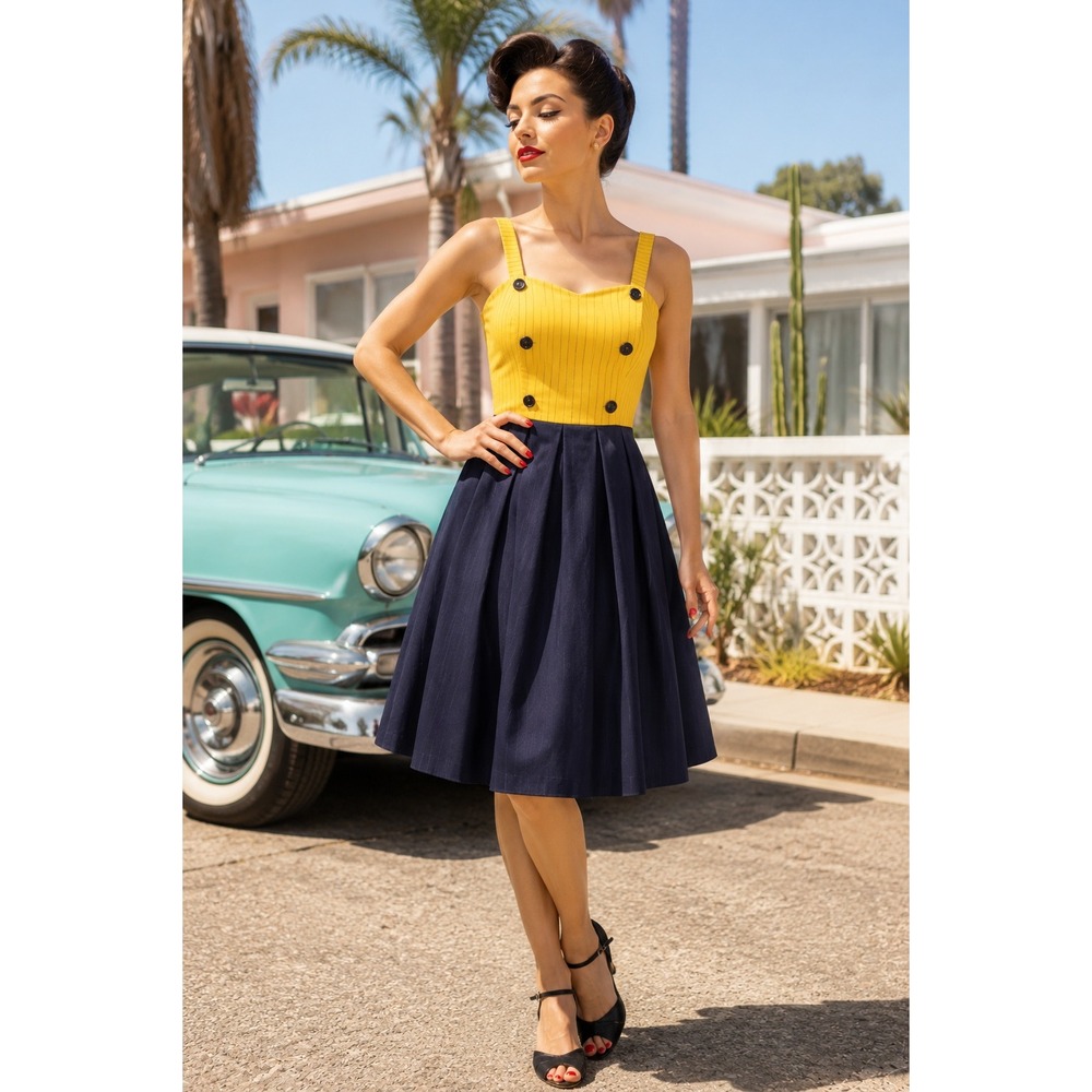 Howard Wolf Women's Small Yellow Retro Sundress Rockabilly